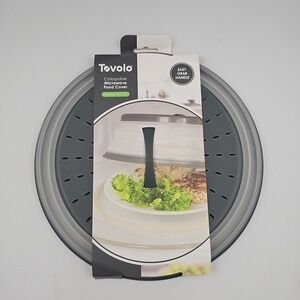 Tovolo Collapsible Microwave Food Cover With Handle Gray/Clear